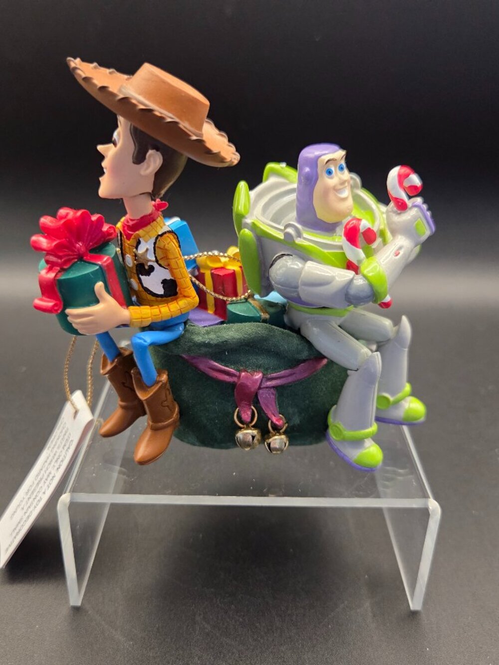Vintage RARE Buzz & Woody Disney Pixar Mini Bobble Head Christmas Ornament NWT